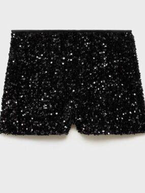 Mango Black Sequin Shorts